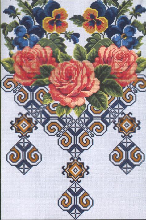 розы - вышиванка орнамент розы - оригинал