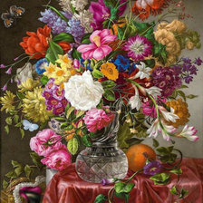 Оригинал схемы вышивки «Натюрморт, цветы, розы» (№213550)
