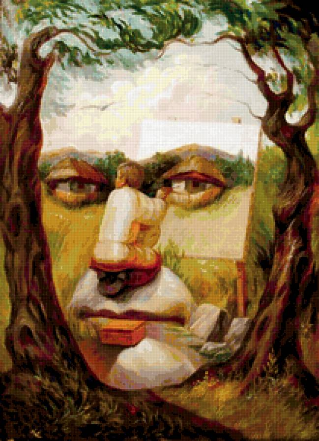 ДИПТИХ   "Две мелодии" - природа, дерево, лик, рисование, совпадение, композиция - предпросмотр