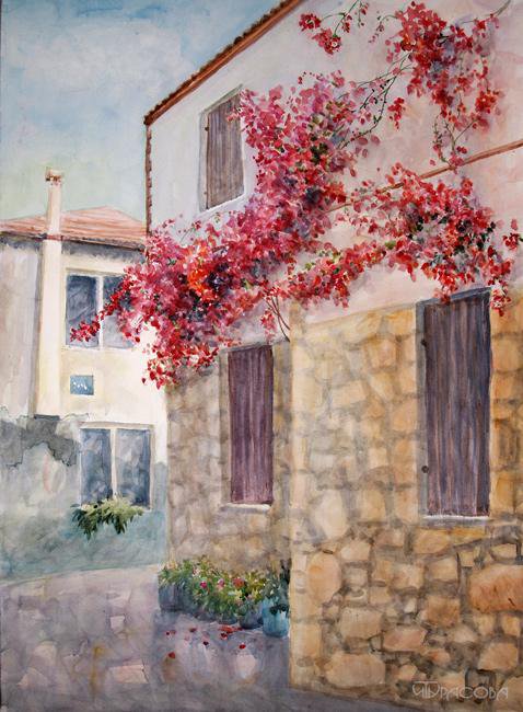 Турецкая улочка - пейзажи.домики.живопись.природа.улочка - оригинал