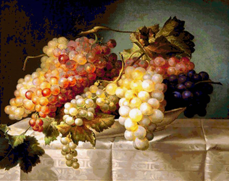 Натюрморт с виноградом - натюрморт, виноград - предпросмотр