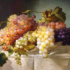 Оригинал схемы вышивки «Натюрморт с виноградом» (№214030)