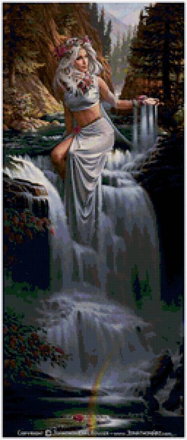 Джонатан Эрла Баузера - фея, скалы, водопад, женщина, горы, современные художники, ангел - предпросмотр