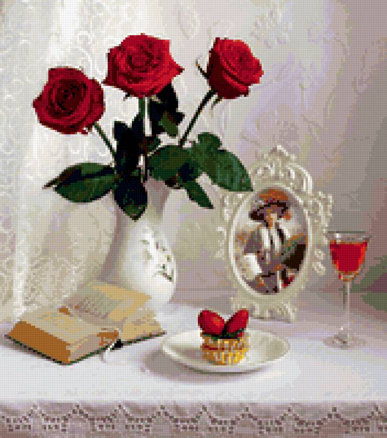 три розы - натюрморт цветы - предпросмотр