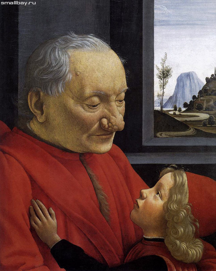 Гирландайо Доменико. Дедушка и внук. - мужчины., люди, портрет, лицо - оригинал