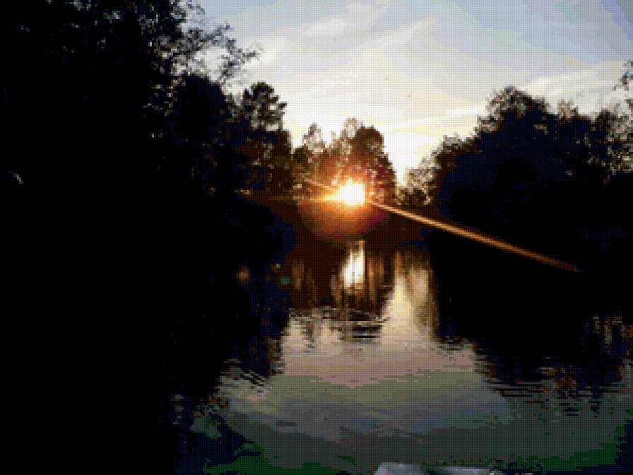 закат - закат, вода, река, вечер, ночь - предпросмотр