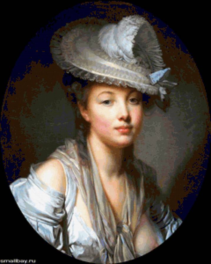 Грез Жан Батист. Белая шляпа. - лицо., люди, женщина, портрет, девушка - предпросмотр