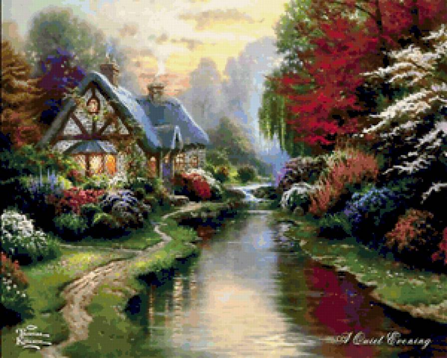Праздник Света от Томаса Кинкейда (Thomas Kinkade) - дом, природа - предпросмотр