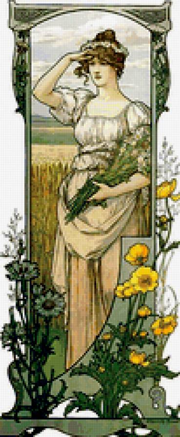 девушка в поле - картина, живопись, цветы, лето - предпросмотр