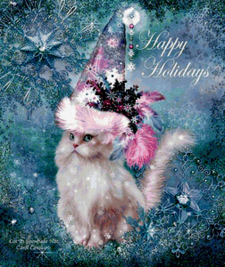 ДИПТИХ  - кошки - животные, кошка, поздравление, диптих, праздники, зима - предпросмотр