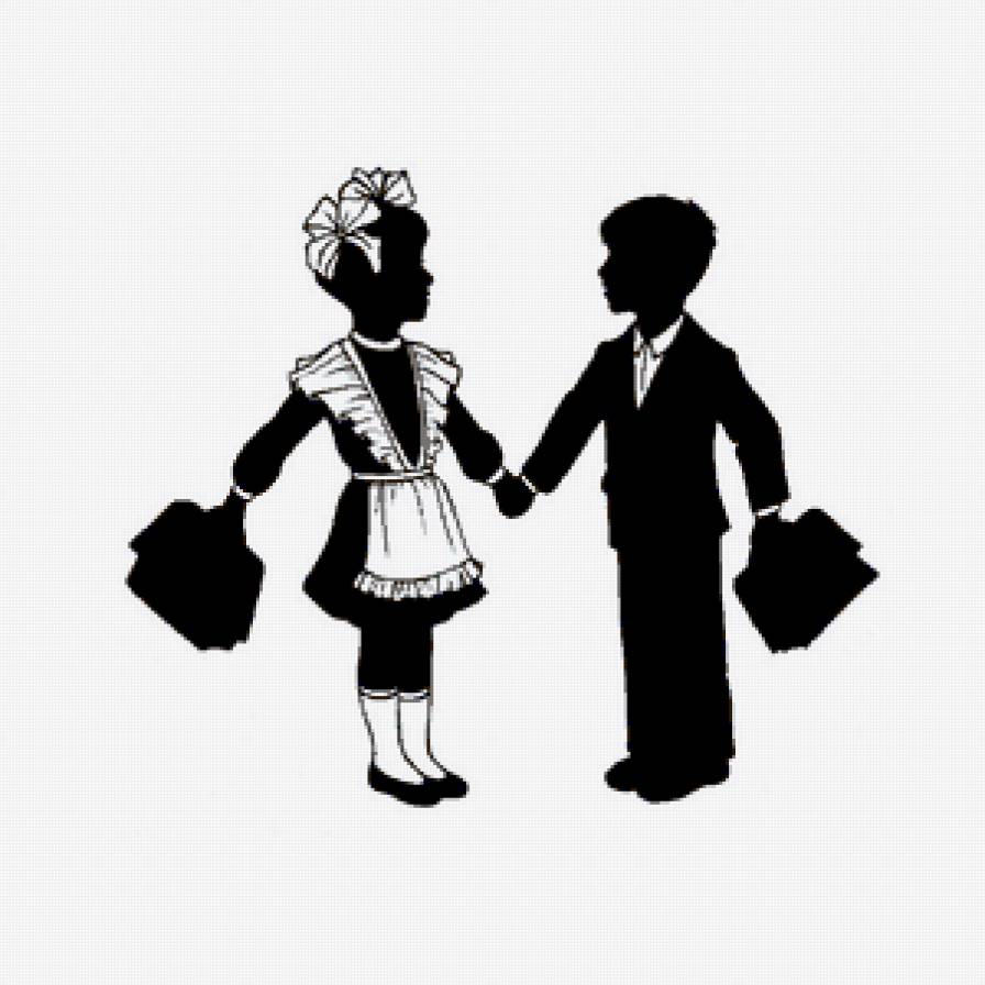 Школьники - монохром, детское, дети, картина, малыши, дитя, портрет, ребенок - предпросмотр