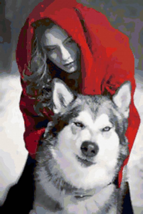 он и она - девушка, пара, волк - предпросмотр