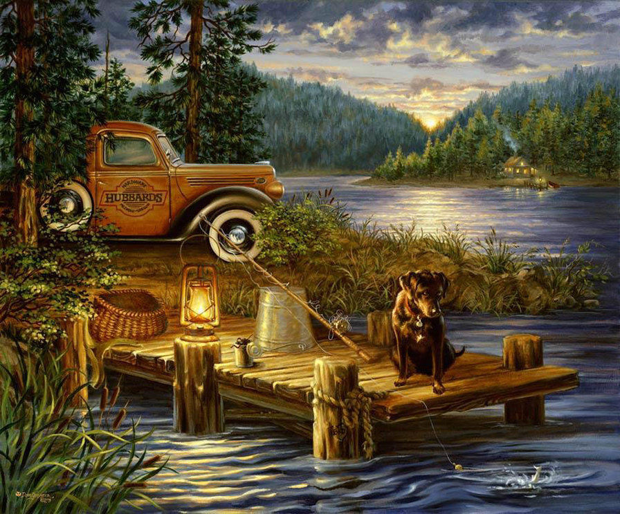 Donna Gelsinger - пес, авто, рыбалка, речка, озеро, лес - оригинал