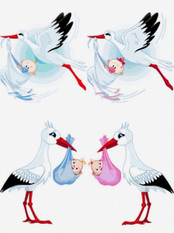 Аист с малышом - ребенок, дитя, аист, малыши, дети, малыш - предпросмотр