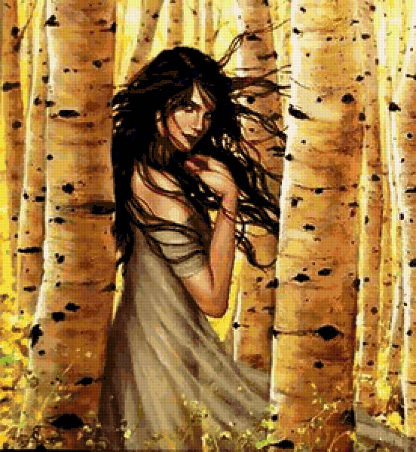 Березовый рай - девушка, березы, живопись, рай, картина, береза, красота женщины - предпросмотр