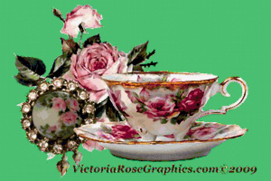 Чашка с розами - цветы, натюрморт, розы, кухонное, чашка - предпросмотр