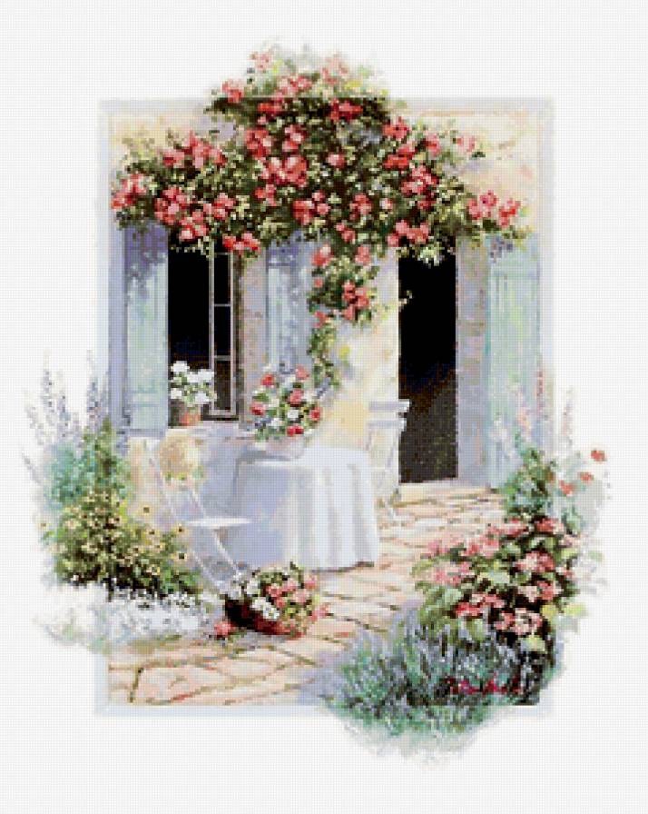 Цветочный дворик - цветочное, цветы, дворик - предпросмотр