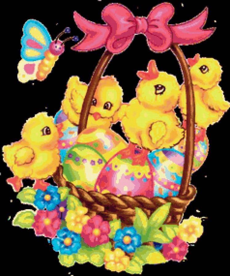 ПАСХА - пчелка, корзина, пасха, цветы, праздники, яйцо, цыпленок - предпросмотр
