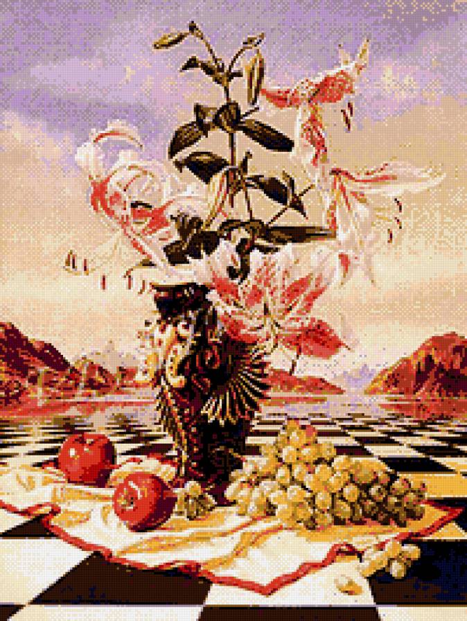 Геометрия и лилии - абстракция, натюрморт.живопись, картинка - предпросмотр