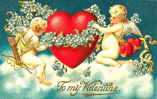 Валентинки - цветы, амур, открытки, любовь, сердце - оригинал