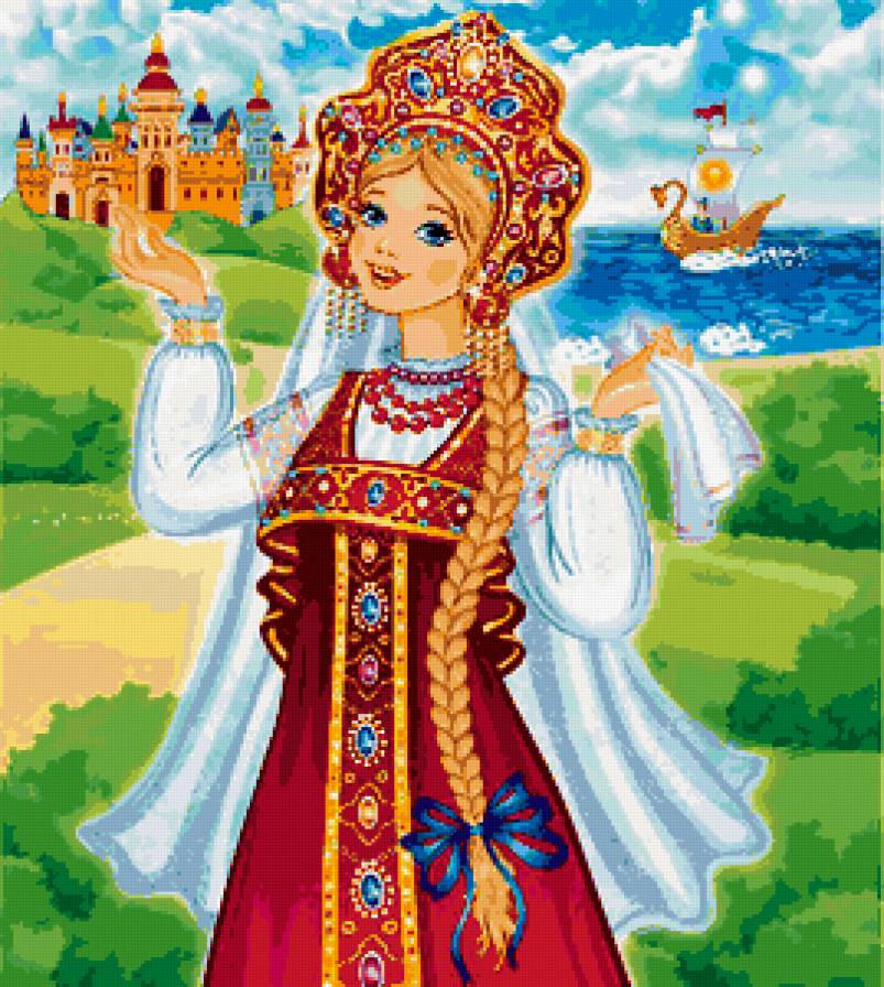 русская барышня - принцесса, девушка, мультяшки, мультик, образ - предпросмотр