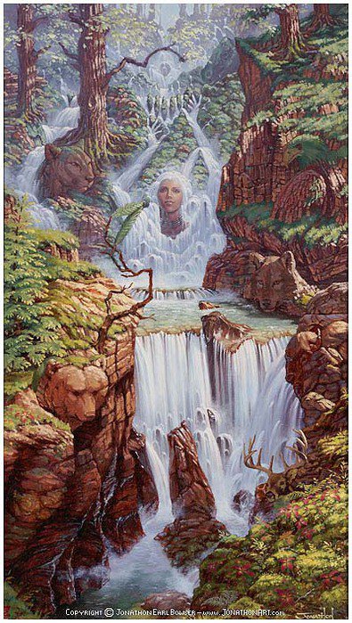 Джонатан Эрла Баузера - современные художники, пейзаж, ангел, водопад, фея, женщина - оригинал