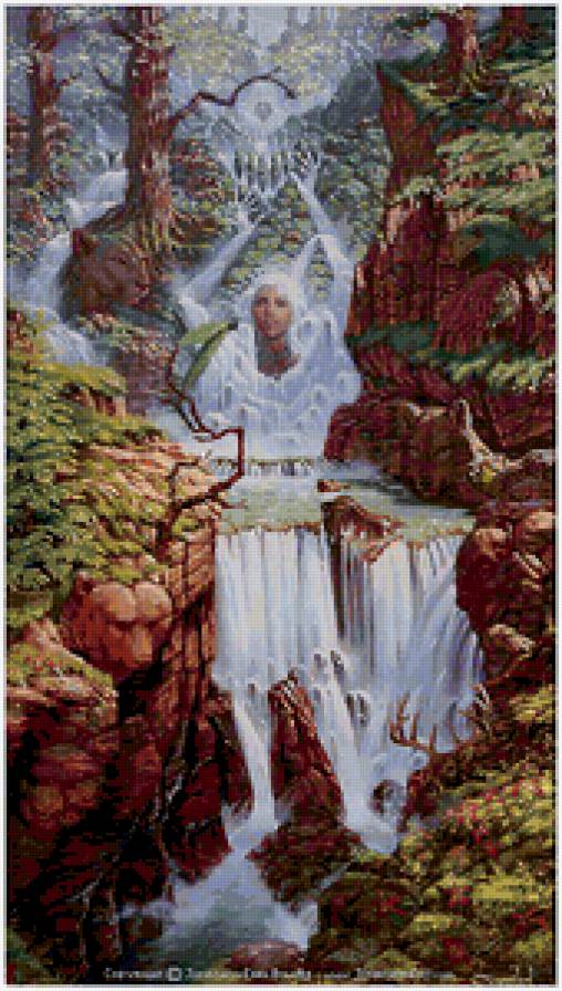 Джонатан Эрла Баузера - фея, пейзаж, современные художники, ангел, водопад, женщина - предпросмотр