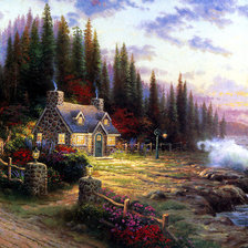 Схема вышивки «Домик в лесу»