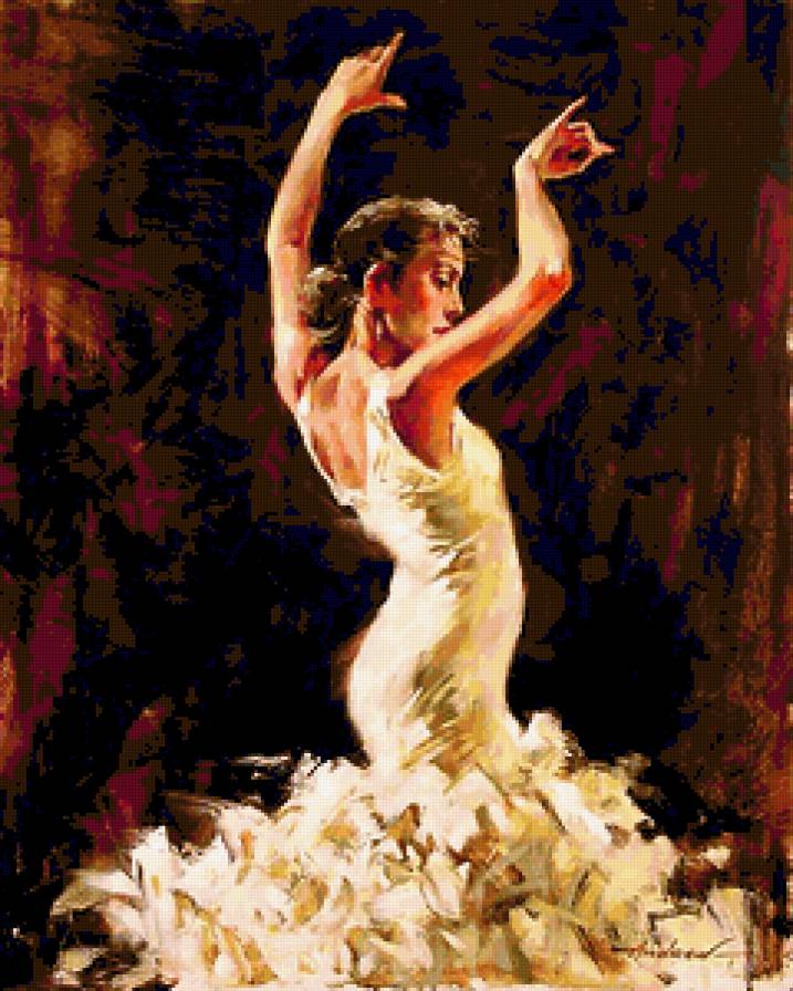 Фламенко в белом - танцовщица, фламенко, танец, испания - предпросмотр