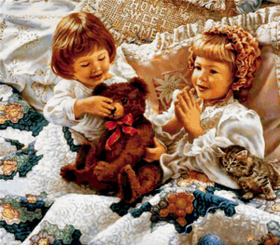 ДЕТИ - девочка, отдых, игра, мишка, мальчик, кошка, детство, дети - предпросмотр