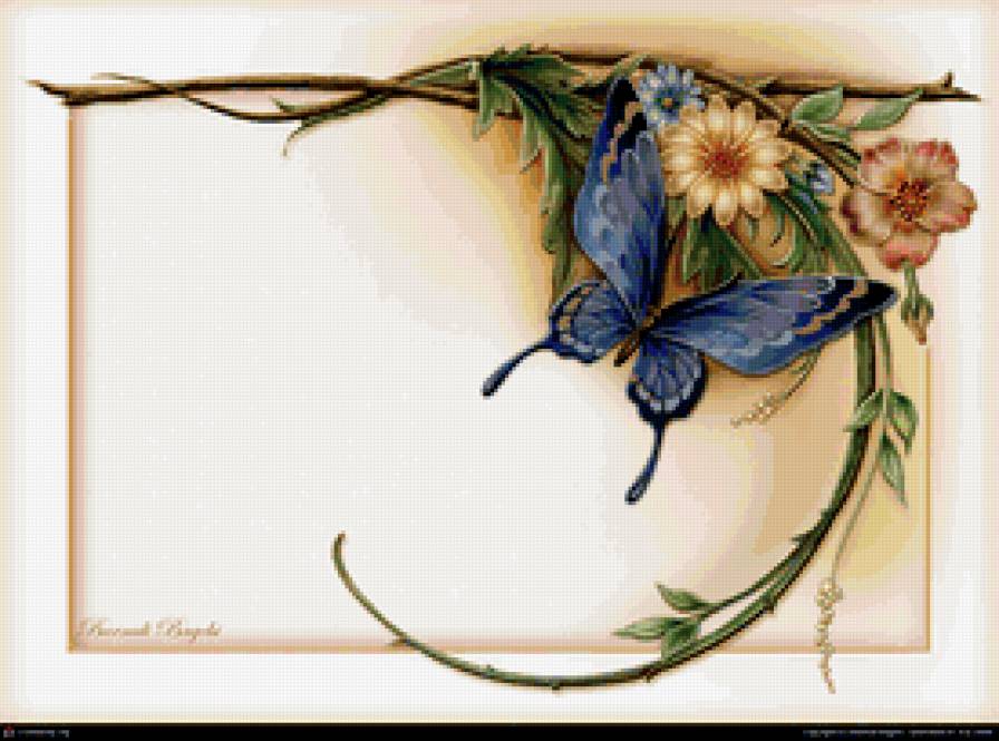 №218053 - рамка, бабочка, цветы - предпросмотр