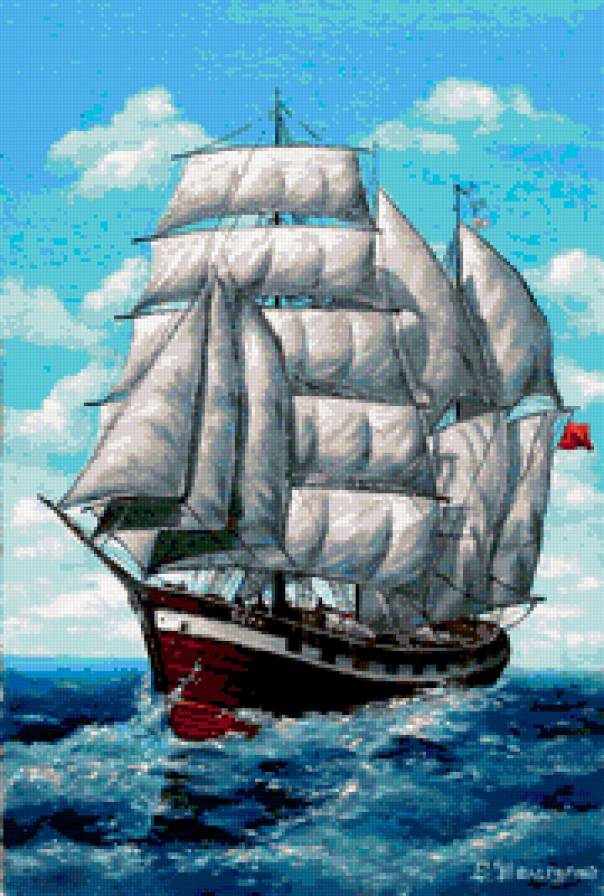 Парусник - паруса, море, кораблик, корабль - предпросмотр