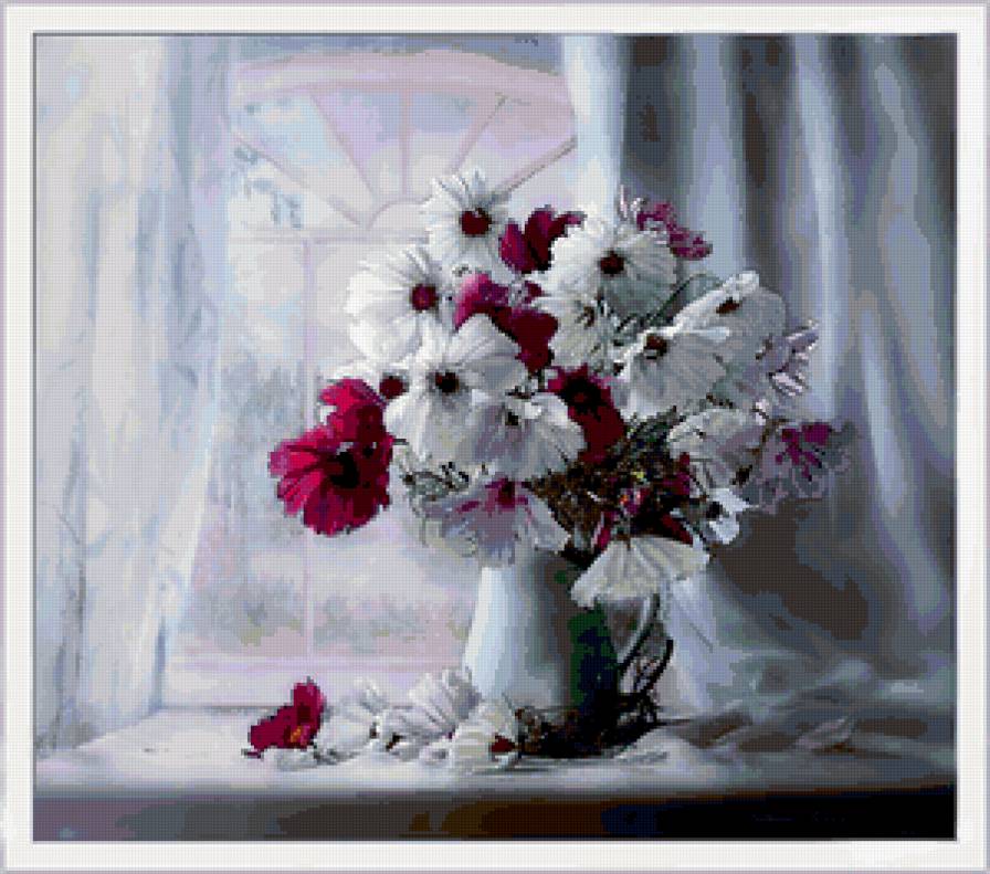 Букет на окне - ваза, цветы - предпросмотр