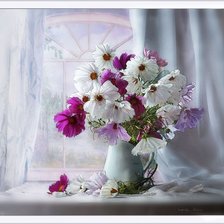 Схема вышивки «Букет на окне»