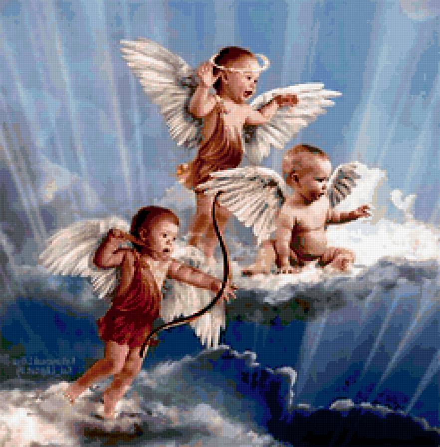 ангелы - ангел, дети, цветы - предпросмотр