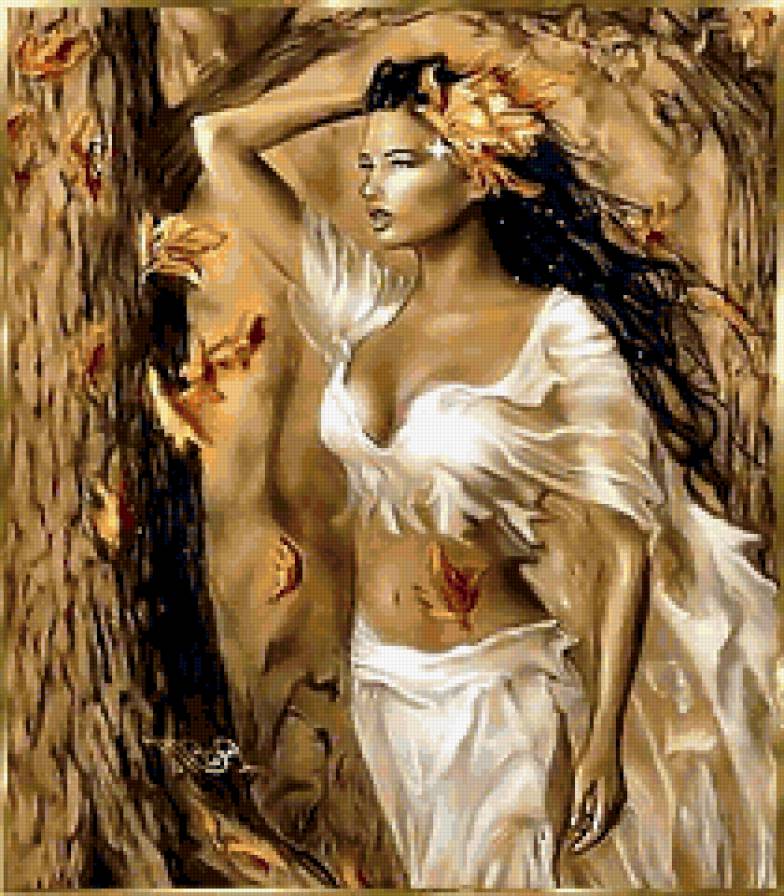 девушка осень - картина, девушка, любовь, одиночество, красота - предпросмотр