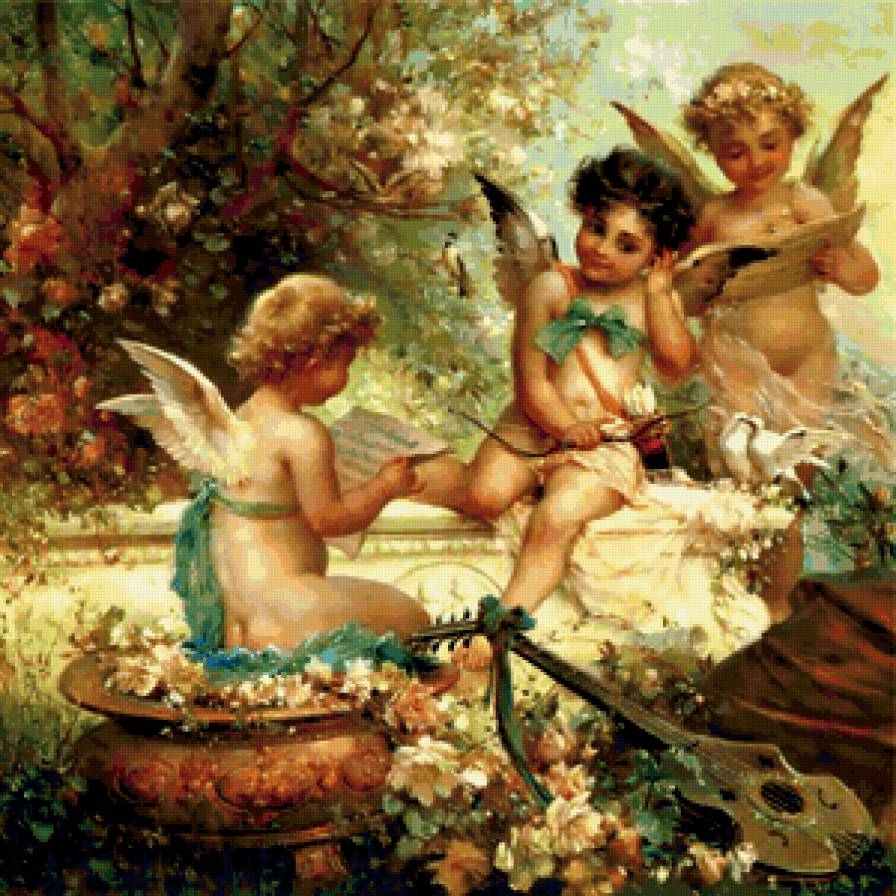 ангелы - ангел, дети, цветы - предпросмотр