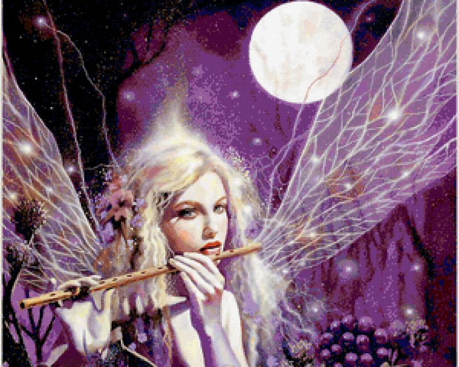 фея с флейтой - фея, фэнтези, луна - предпросмотр