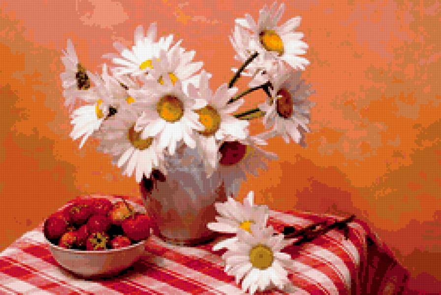 натюрморт - ромашки, цветы, ягоды, натюрморт - предпросмотр