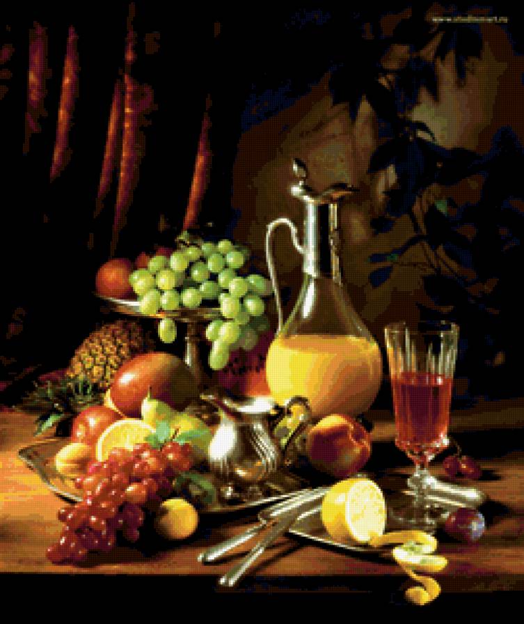 натюрморт - фрукты, груши, натюрморт, виноград - предпросмотр