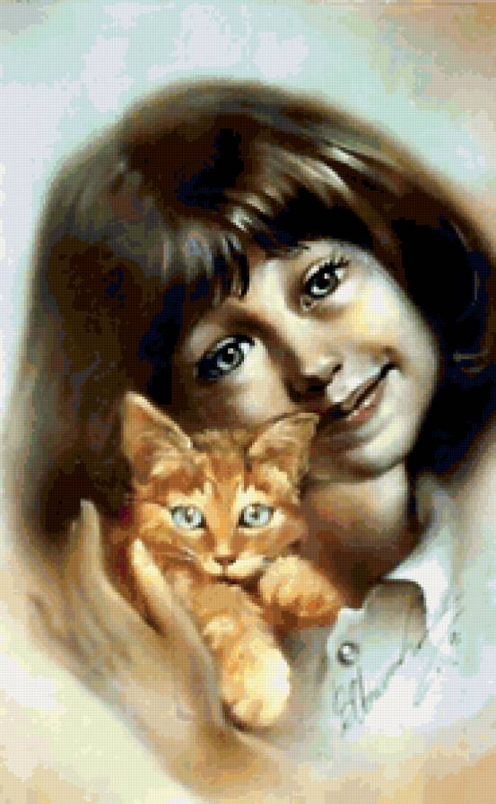 ДЕТИ - животные, ласка, дети, друг, кошка, девочка - предпросмотр