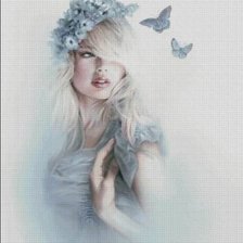 Оригинал схемы вышивки «девушка с бабочками» (№218761)