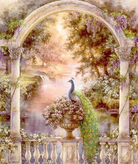 павлин - павлины, цветы, природа.пейзаж - оригинал