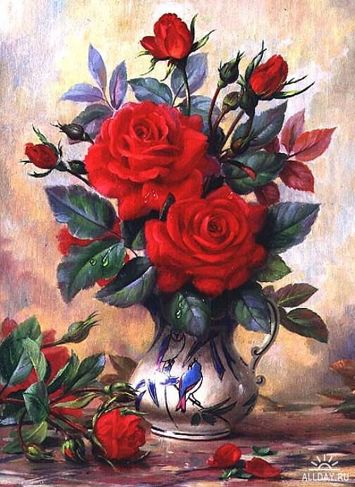 РОЗЫ - красные розы, цветочнй уголок, цветы, букет - оригинал