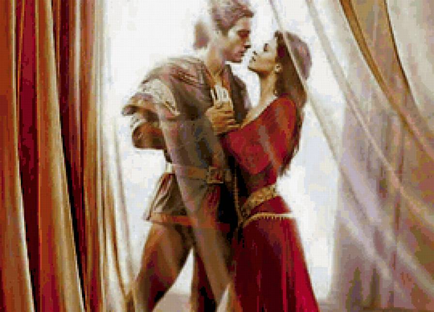 влюбленная пара - девушка, влюбленная пара, красота, любовь, картина - предпросмотр