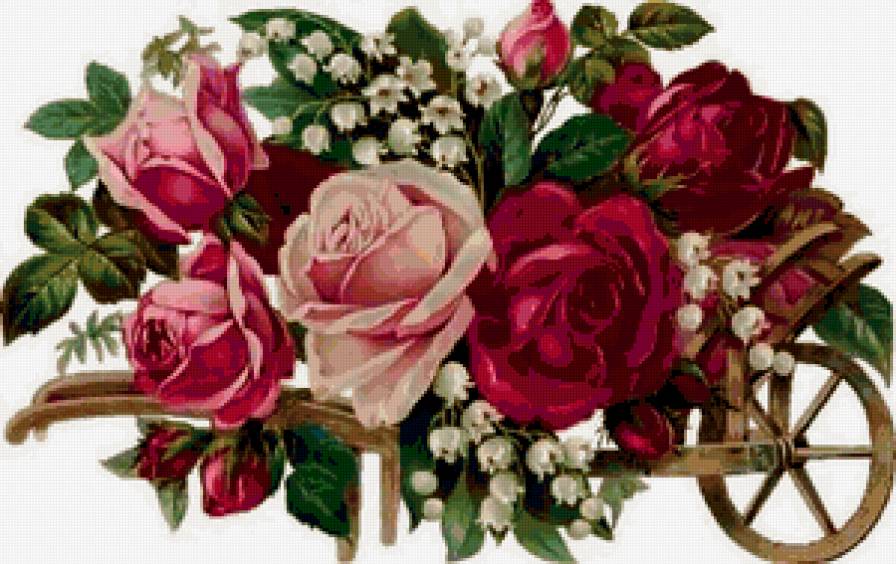 РОЗЫ - телешка, цветы, композиция, розы, ландыши, букет - предпросмотр