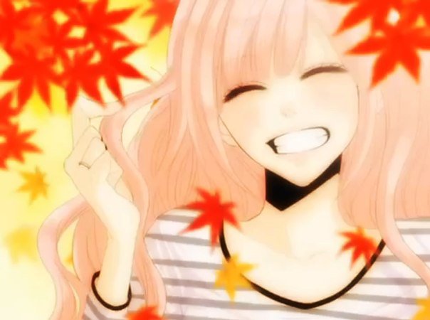 Осень - девушка, осень, аниме, улыбка - оригинал