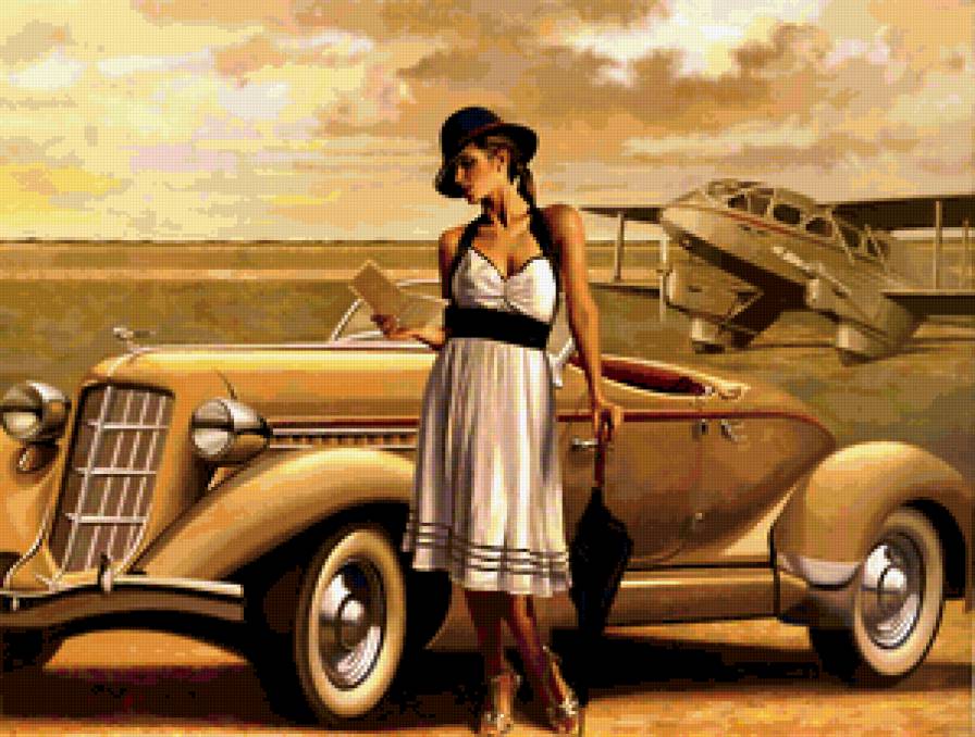 Peregrine Heathcote - зонтик, авто, девушка - предпросмотр