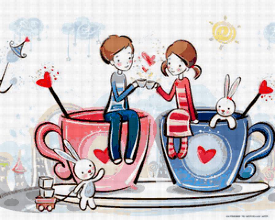 Утренний кофе - кухня, для кухни, кофе, чашка, coffee, пара, на кухню, двое - предпросмотр