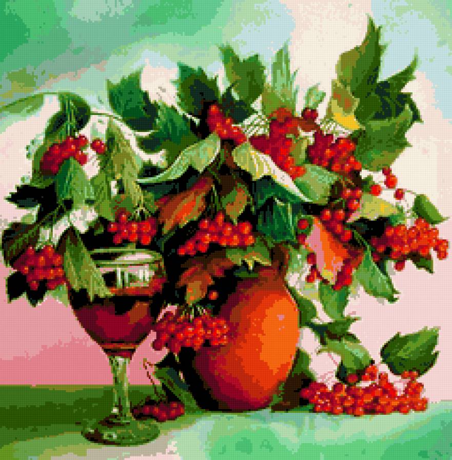 №220022 - натюрморт, картина, калина - предпросмотр